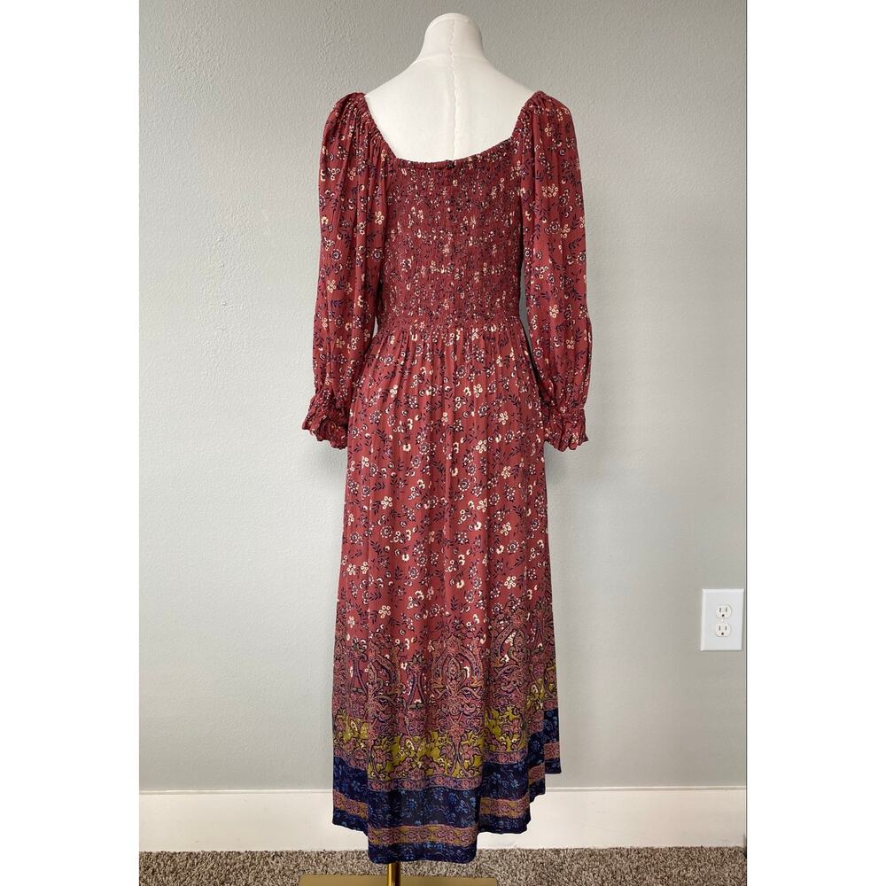Angie Boho Paisley Floral Twist Front Cutout Maxi Dress M Terracota Fall Cutout - Picture 5 of 8